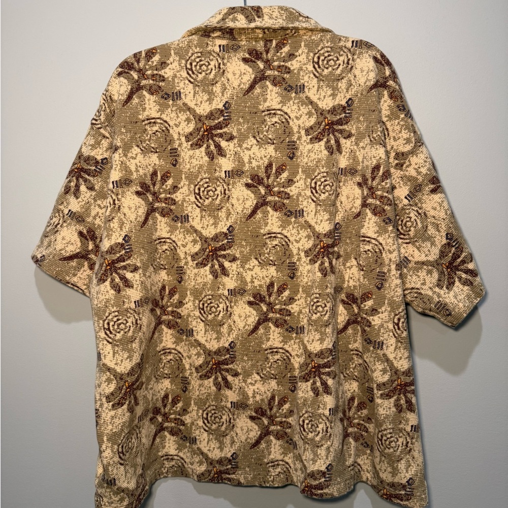 Vintage St. John’s Bay Men’s Patterned Textured Polo Shirt Earth Tone Print XXL - Picture 4 of 8